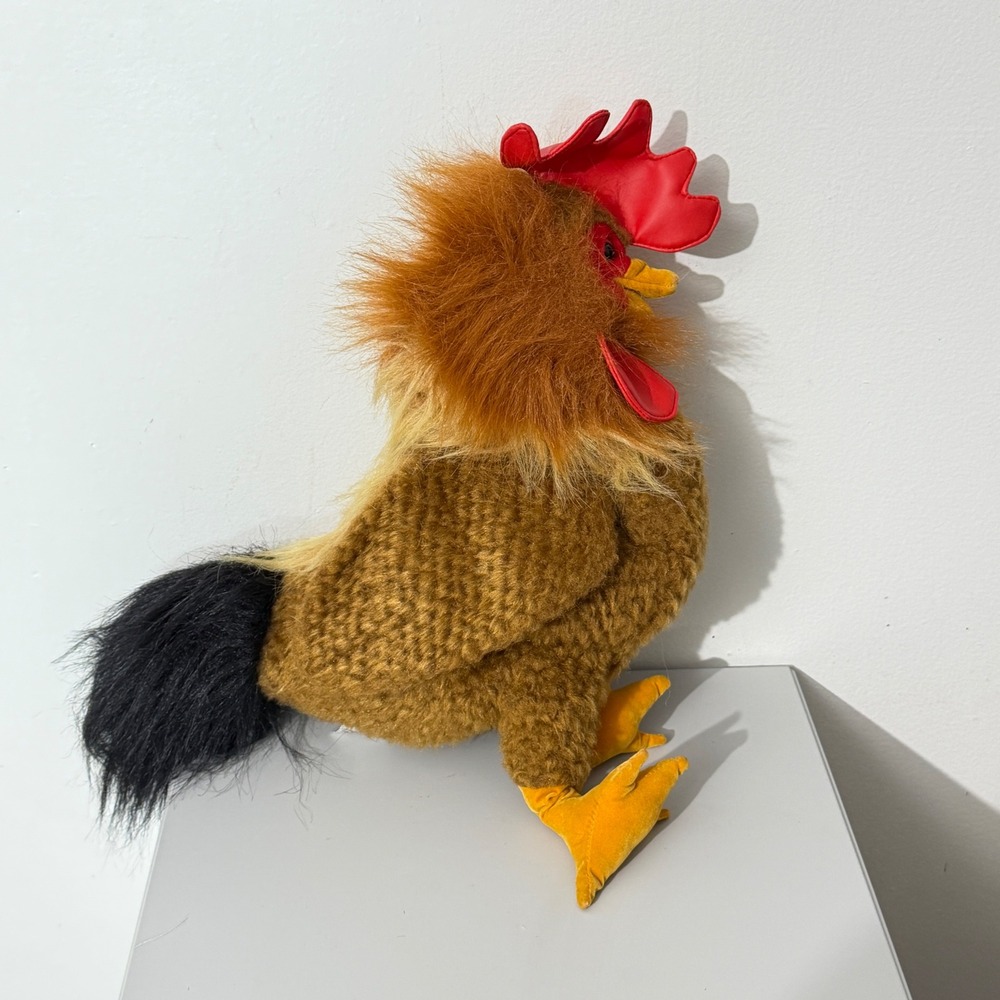 Folkmanis Rooster Hand Puppet Unisex OS Brown Red Plush Realistic Bird Toy